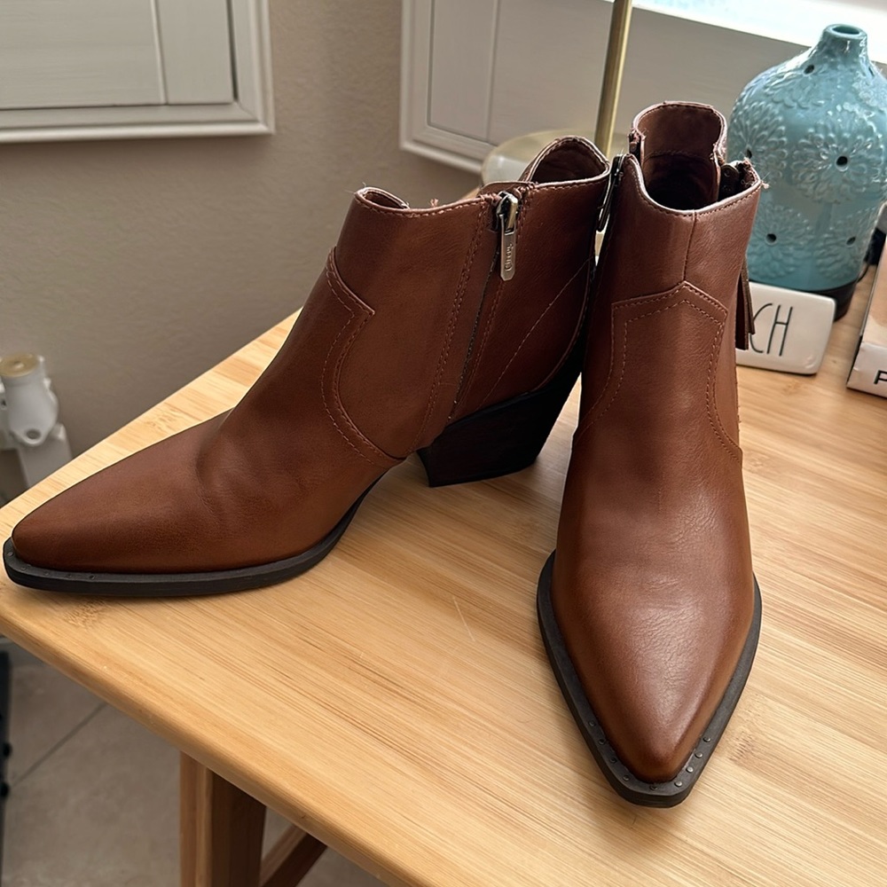Circus by Sam Edelman Brown Leather Pointed Ankle Booties